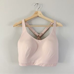 Athleta Advance Sports Bra 38DD Orchid Pink Mesh Open Back Adjustable Straps